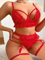 Kırmızı Kostüm Bacak Bantlı Fantezi Jartiyer Ruselin 2060 Kırmızı detay görünüm