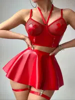 Kırmızı Seksi Lame Kadın Fantezi Elbise Real Passione 21101 Kırmızı