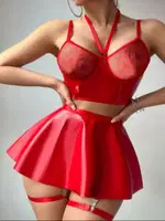 Kırmızı Seksi Lame Kadın Fantezi Elbise Real Passione 21101 Kırmızı farklı açı