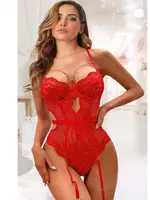 Kırmızı Zİncirli Lüks Fantezi Kadın Body Jesica Bella E-008 Beyaz farklı açı
