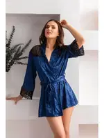 Kuşakli Mini Boy Sabahlik Lacivert Gallipoli 12116 Lacivert detay görünüm