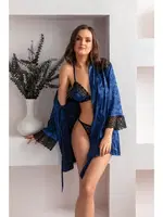 Kuşakli Mini Boy Sabahlik Lacivert Gallipoli 12116 Lacivert farklı açı