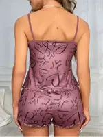 Love Desenli Yazlık Şort Pijama Takım Real Passione S-45 Pembe detay görünüm