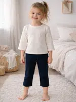 Miorre Kız Çocuk Pijama Takımı - 001-038034 Ekru-Lacivert