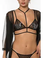 Miorre Silver Butterfly Transparan Bralet ve Sabahlık Takım - 001-000038 Siyah görsel 4