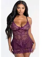 Mor Dantelli Transparan Seksi Erotik Gecelik Beleng 6052 Mor farklı açı