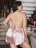 Büyük Beden Erotik Pudra Kadın Tulum Nightlight 3816 Görsel detay görünüm