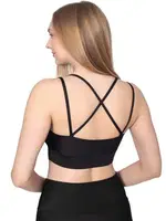 Pedli İnce Askılı Sırtı Çapraz Çift Askılı Spor Crop Büstiyer Toparlayıcı Destek detay görünüm