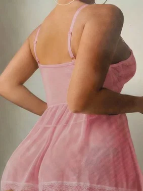 Real Passione Pembe Fantazi Gecelik Tül Dantel İp Örmeli Real Passione 4076 - Alternatif Görünüm