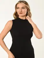 Penye Balıkçı Yaka Kadın Atlet 6'lı Defnem 5226 Siyah