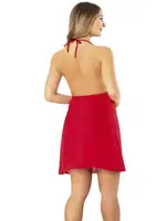 Polyviskon Modelli Göğsü Dantteli Gecelik Kota 6219 Kırmızı farklı açı