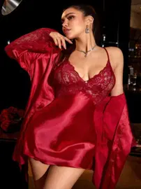 Real Passione Saten Bordo Üçlü Fantazi Takım Real Passione 3056