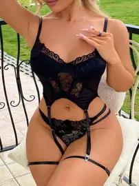 Real Passione Seksi Siyah Jartiyer Takım Real Passione 7114