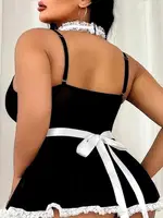 Siyah Büyük Beden Erotik Hizmetçi Kostüm Real Passione 19048 Siyah detay görünüm