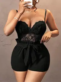 Ruselin Siyah Kuşak ve Dantel Detaylı Fantezi Elbise Ruselin 5143