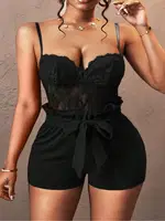 Siyah Kuşak ve Dantel Detaylı Fantezi Elbise Ruselin 5143 Siyah detay görünüm