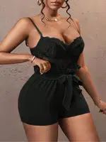 Siyah Kuşak ve Dantel Detaylı Fantezi Elbise Ruselin 5143 Siyah görsel 4