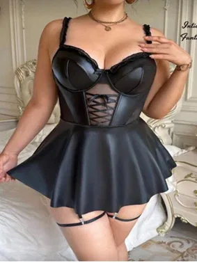 Real Passione Siyah Lame Büyük Beden Erotik Kadın Gecelik Real Passione 40026