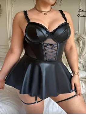 Real Passione Siyah Lame Büyük Beden Erotik Kadın Gecelik Real Passione 40026 - Alternatif Görünüm