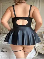 Siyah Lame Büyük Beden Erotik Kadın Gecelik Real Passione 40026 Siyah görsel 5