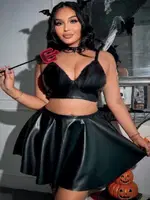 Siyah Sütyen Lame Etekli Büyük Beden Fantezi Kostüm Real Passione 40024 Siyah