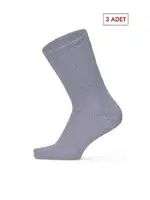 Socksturka 3'lü Fitilli Pamuklu Soket Çorap Gri