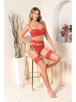 Straplez Sütyen, Jartiyer Ve String Takim Kirmizi Gallipoli 32182 Kırmızı