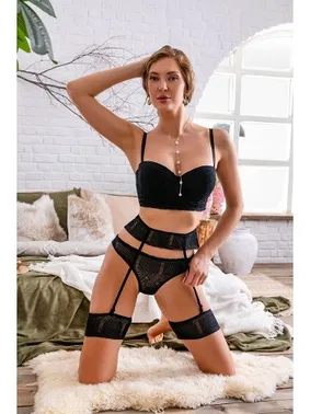 Gallipoli Straplez Sütyen, Jartiyer Ve String Takim Siyah Gallipoli 32182