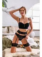 Straplez Sütyen, Jartiyer Ve String Takim Siyah Gallipoli 32182 Siyah