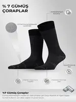Unisex %7 Gümüş Madeni içerikli Soket ve Kısa Konç Çorap Mısırlı UMDK000024 Siyah görsel 8