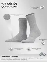Unisex %7 Gümüş Madeni içerikli Soket ve Kısa Konç Çorap Mısırlı UMDK000024 Gri görsel 4