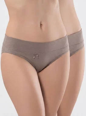 Türen Vizon Beli Lastikli Likrali 2li Pamuklu Bikini Külot Türen 955/Vizon