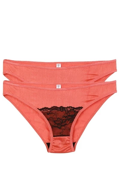 Mercan Rengi Dantel Detaylı 2'li Slip Akbeniz S0010