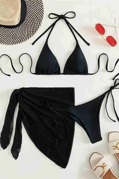Pareolu Bağlamalı 3'lü Bikini Takım Set (Çıkartılabilir Kaplı) Angelsin MS4094-1012