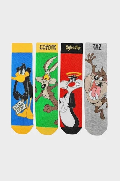 Çimpa Erkek 4'lü Çizgi Film Karakterleri Desenli Yetişkin Soket Çorap