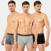 Erkek 3lü Boxer Cacharel 1320/Siyah-Antrasit-Gri